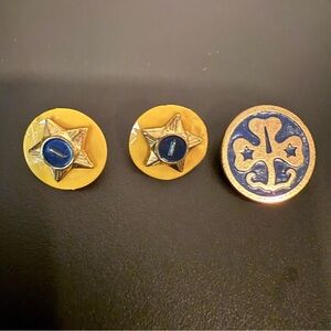 Vintage Girl Scout Trefoil pin and two Boy Scout pins lot
